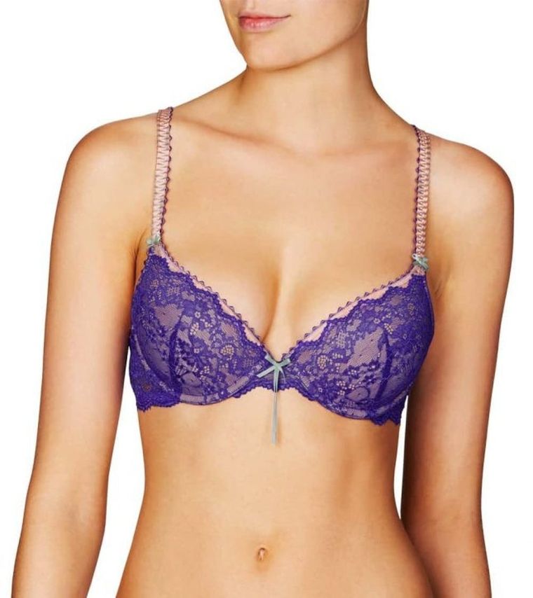 HWDI Women's Plunge Deep V Push Up Low Back Convertible Bra with