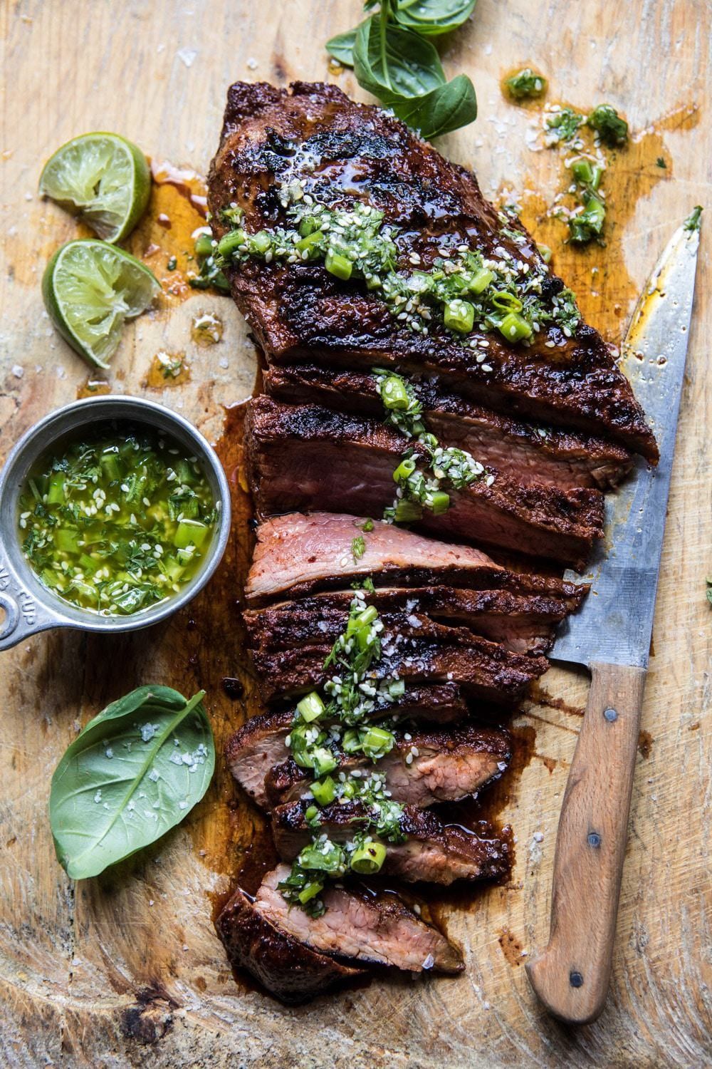 Korean Grilled Steak with Toasted Sesame Chimichurri