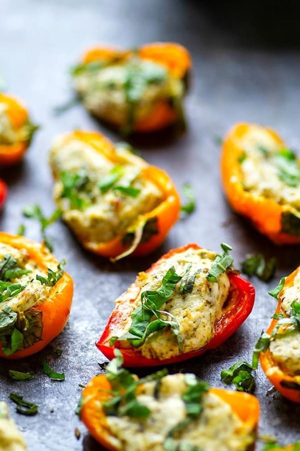 Pesto stuffed sweet peppers