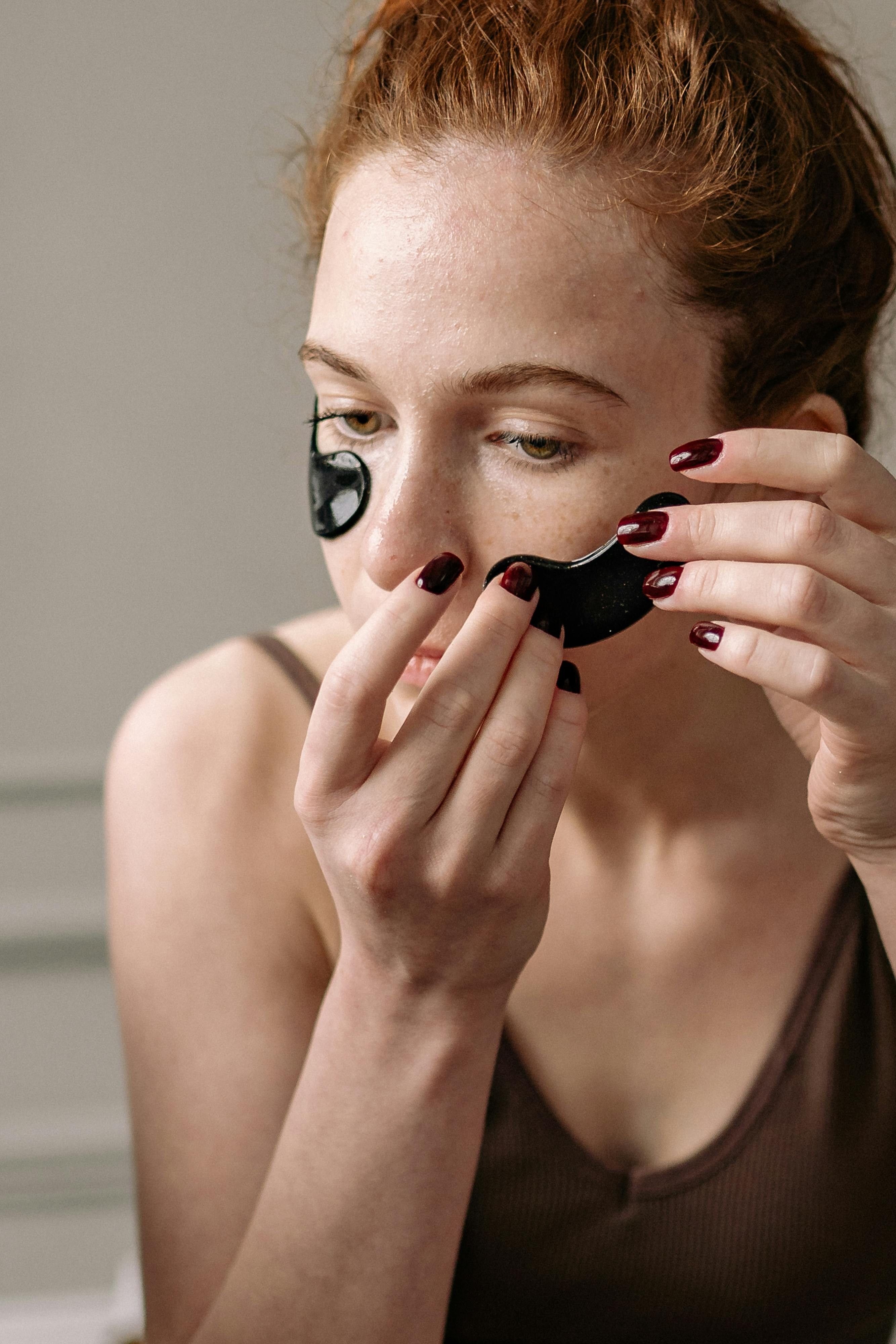 woman wearing under eye patches