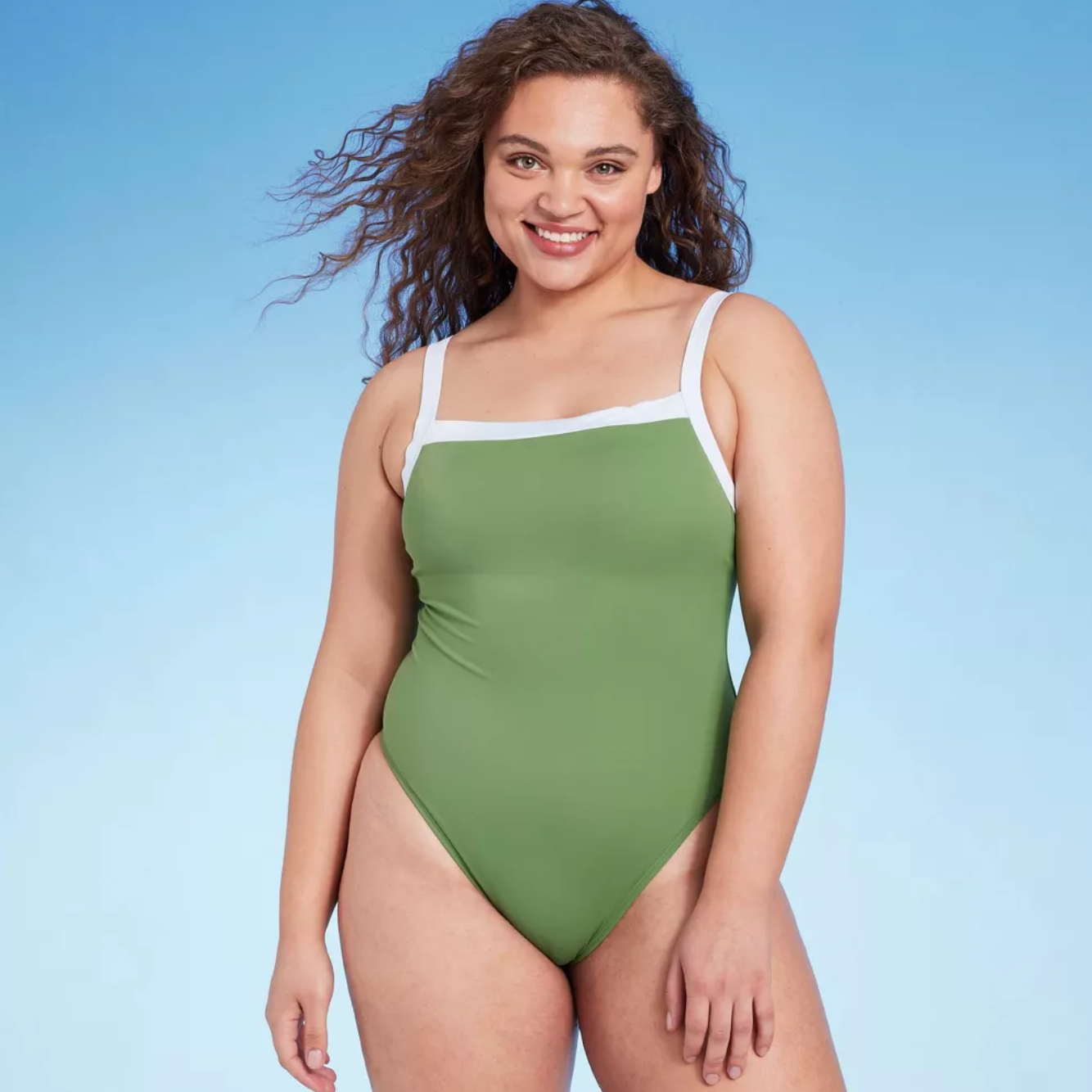 Swim 365 Women's Plus Size Sarong-front Swimsuit - 24, Green : Target