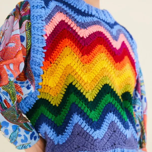 Lele Sadoughi Crochet Tote in Pastel Rainbow