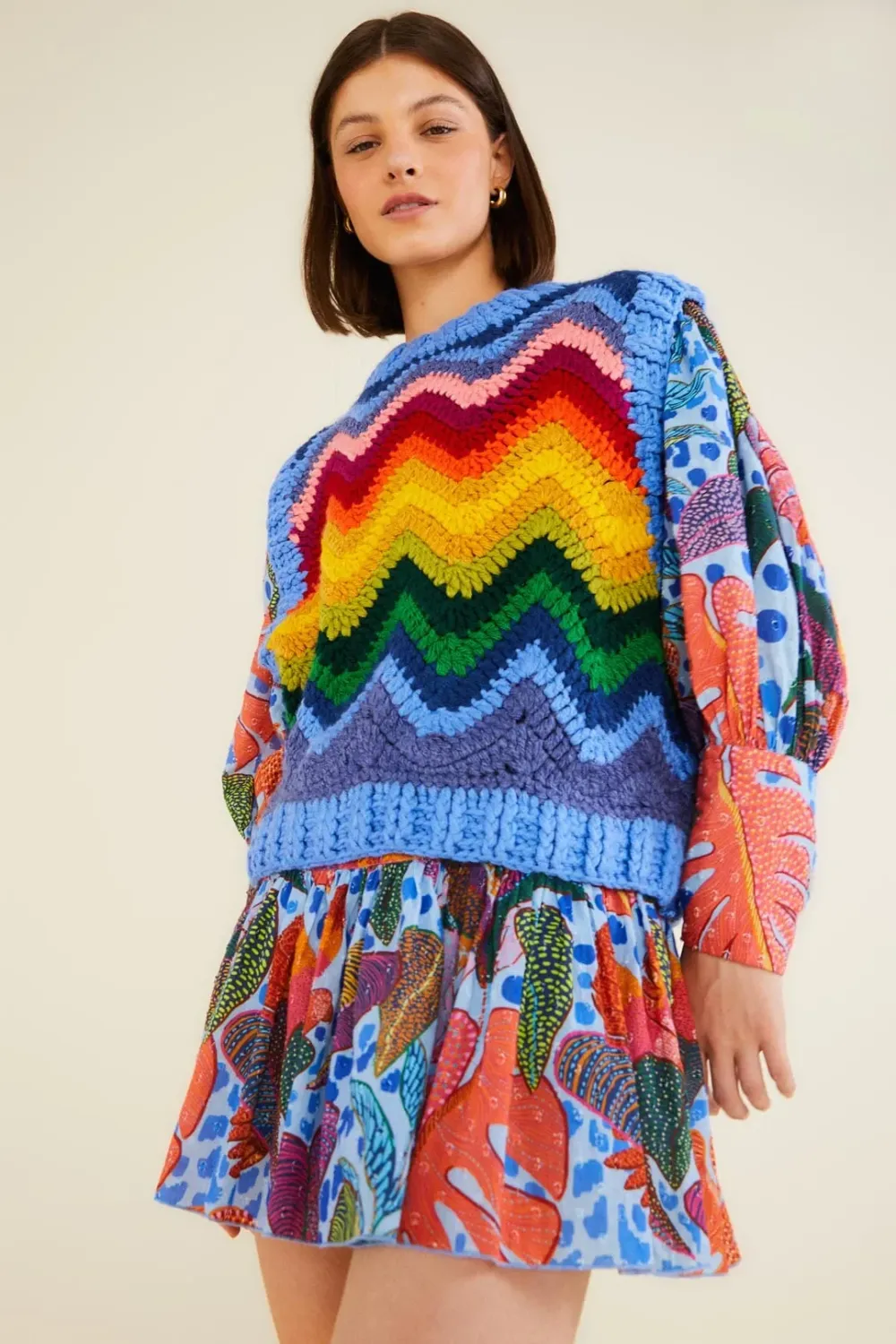 Farm top Rio Multicolored Crochet Square Vest