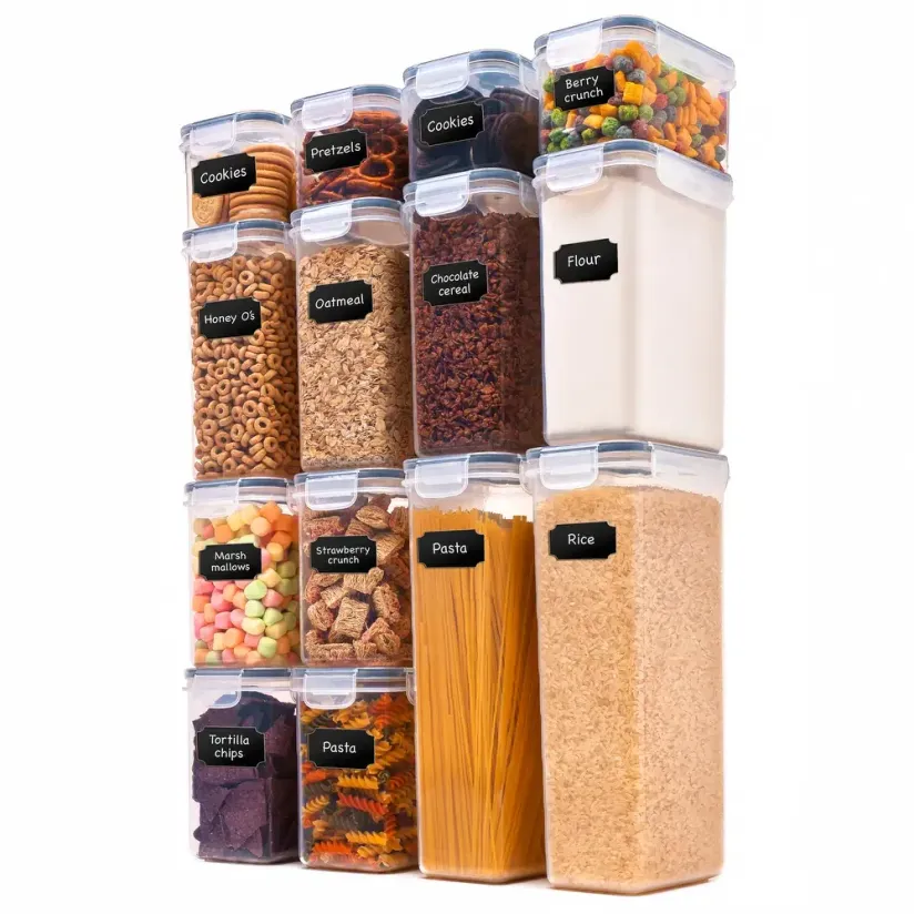 15-Piece Airtight Food Storage Containers Set with Lids, Include 24 La