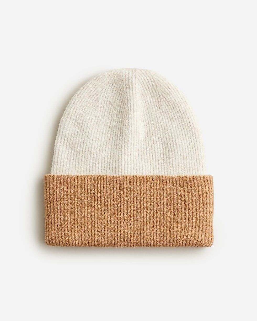 J. Crew Colorblock Ribbed Beanie in Supersoft Yarn