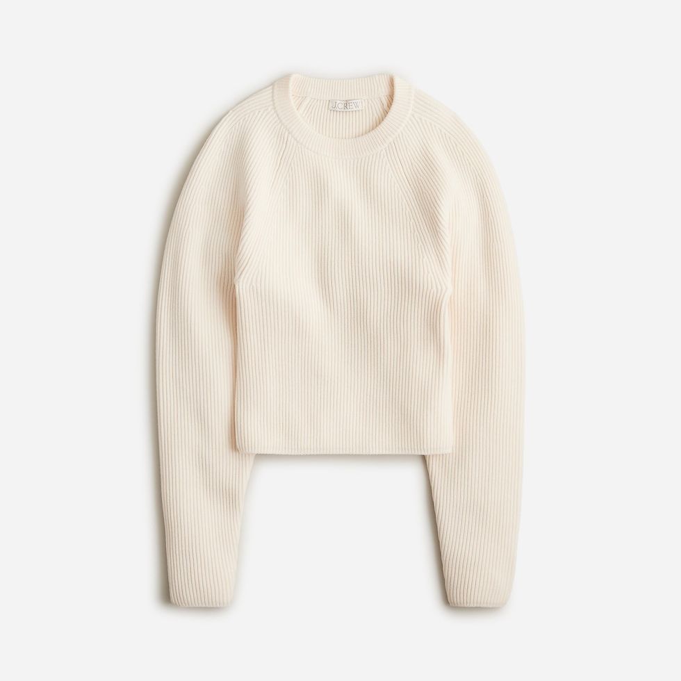 J. Crew Raglan Fitted-Waist Crewneck Sweater