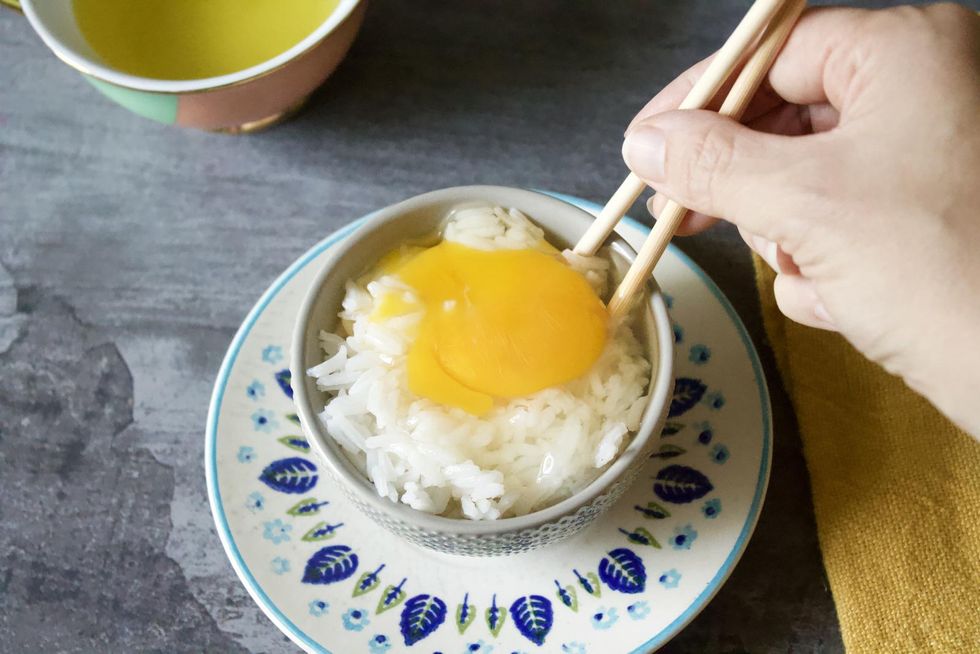 japanese breakfast egg and rice dish