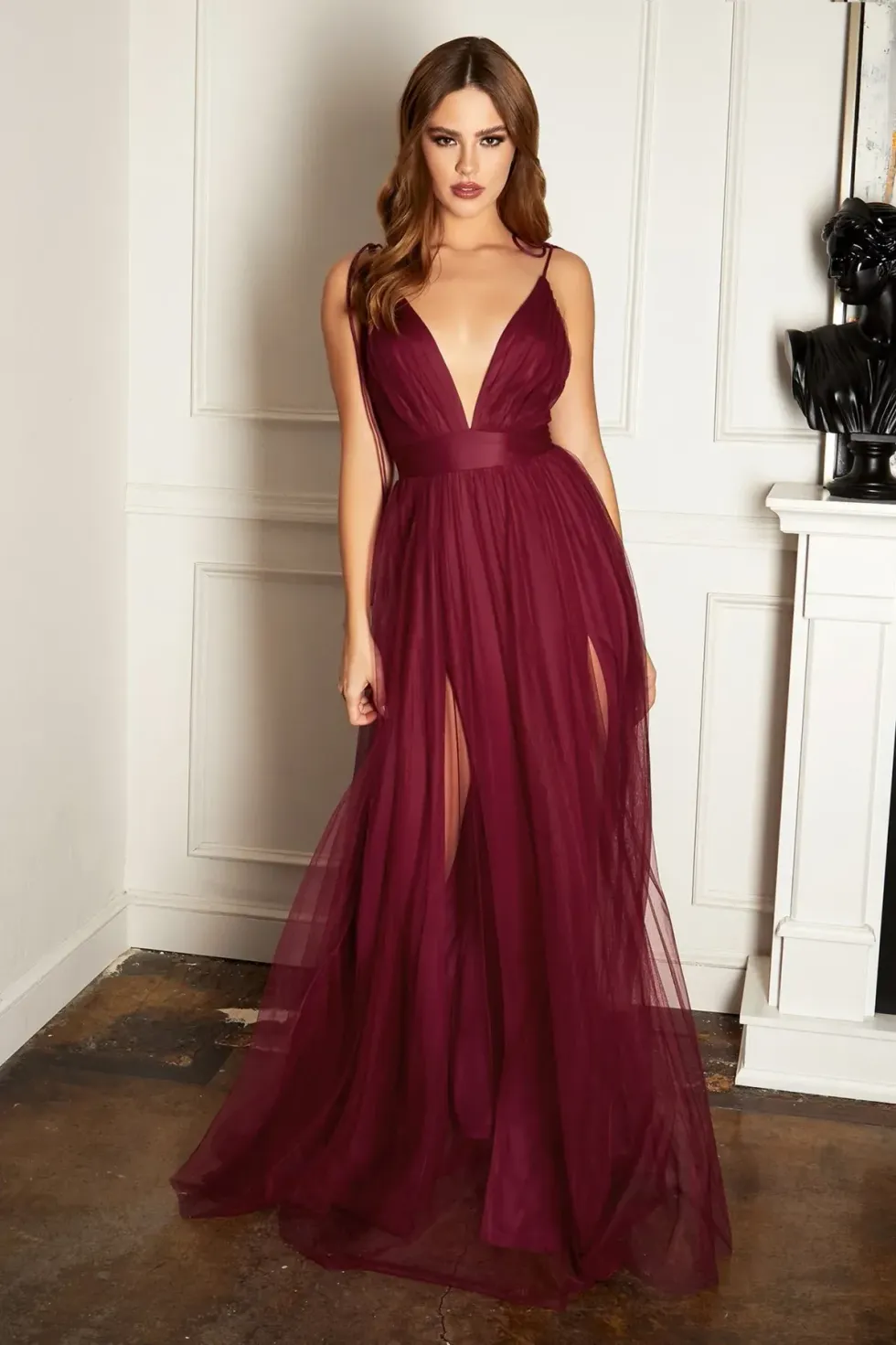 JAUS Chloe Tulle Dress Burgundy