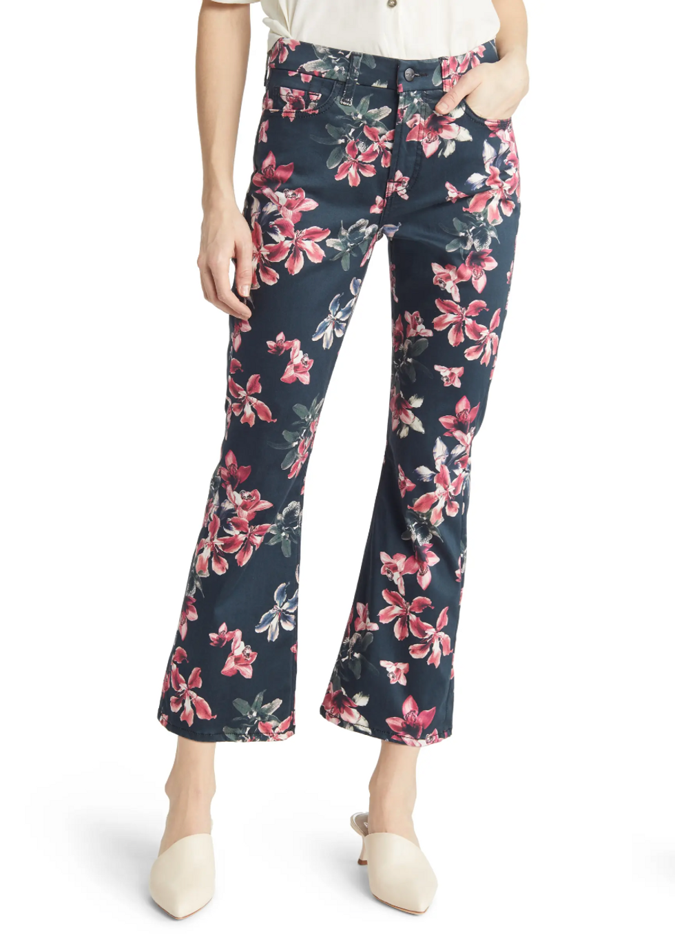 Jen7 by 7 For All Mankind Floral Kick Crop Jeans