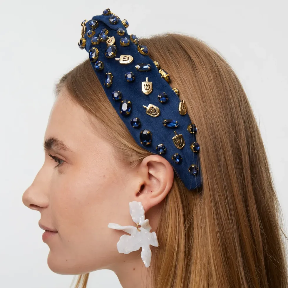 Lele Sadoughi Indigo Crystal Dreidel Headband