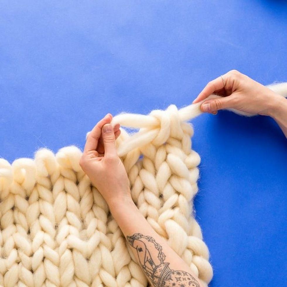 How To Make A Hand Knit Blanket With Zero Experience Brit + Co