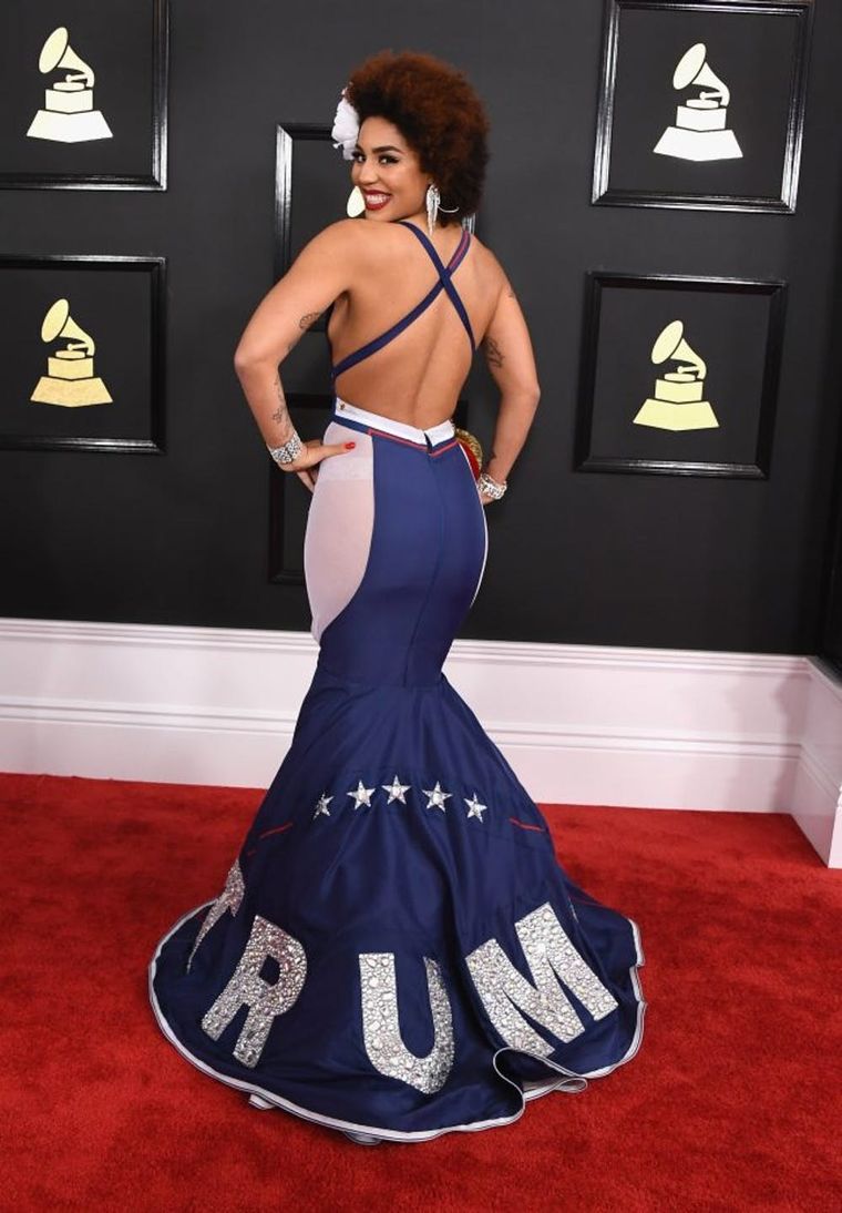 Singer Joy Villa Just Rocked a Pro-Trump Dress on the Grammys Red Carpet -  Brit + Co