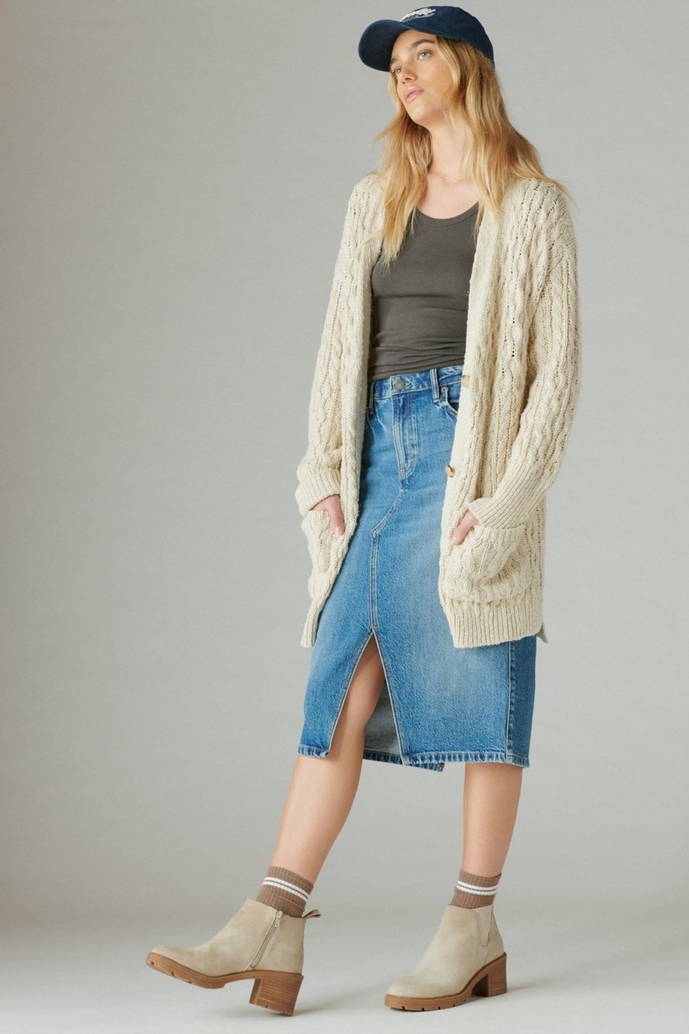 Lucky Brand Mixed Cable Cardigan