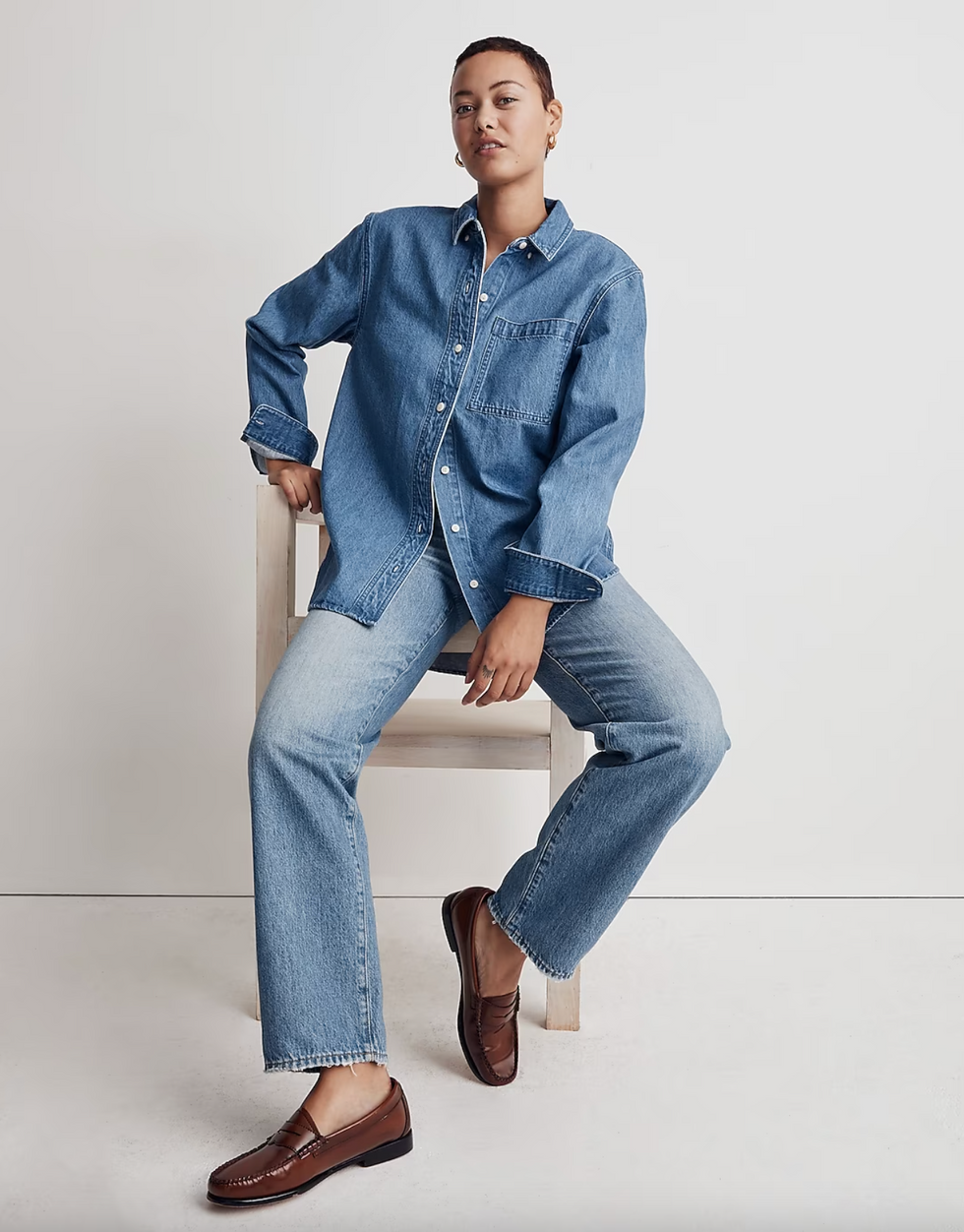 Madewell Denim Button-Down Collar Oversized Shirt