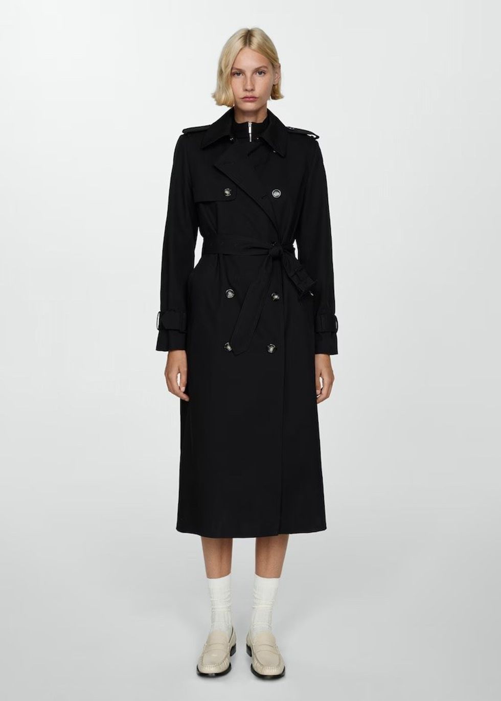 MANGO Double-Breasted Cotton Trench Coat