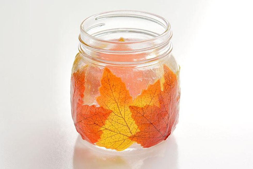 maple leaf mason jar lantern