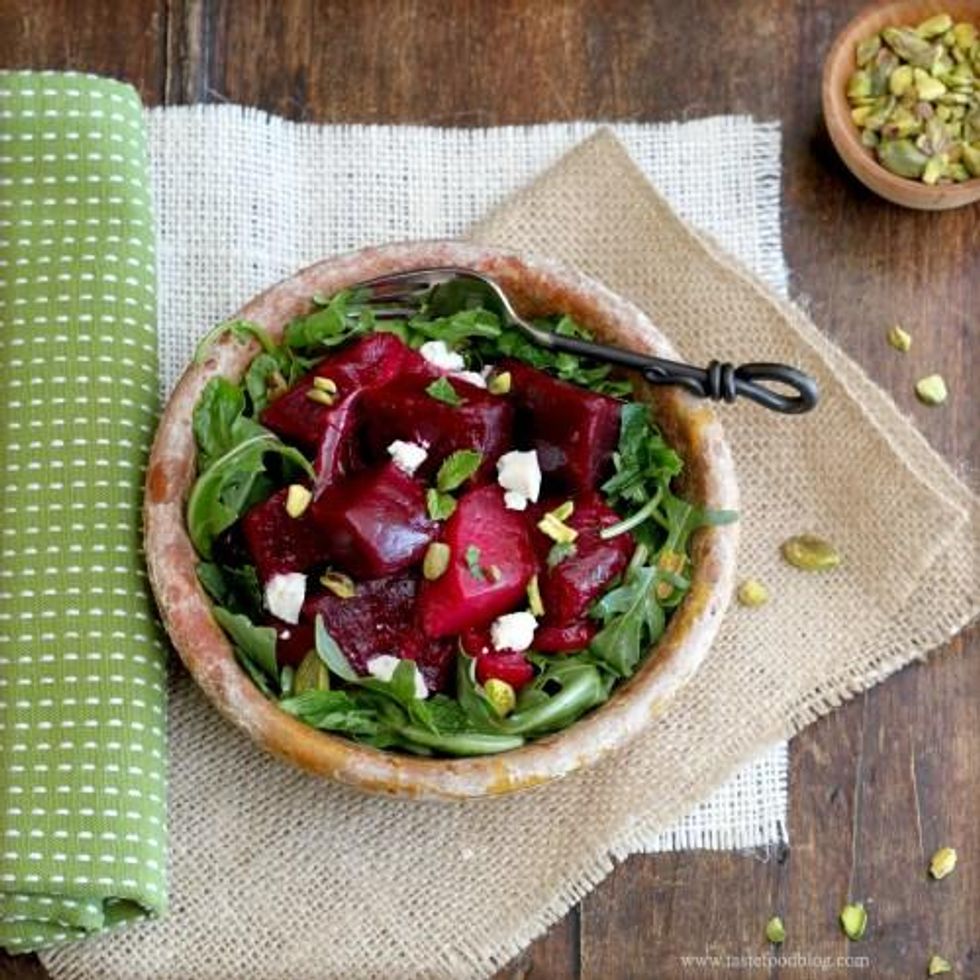 Marinated Beet Salad With Goat Cheese and Pistachios