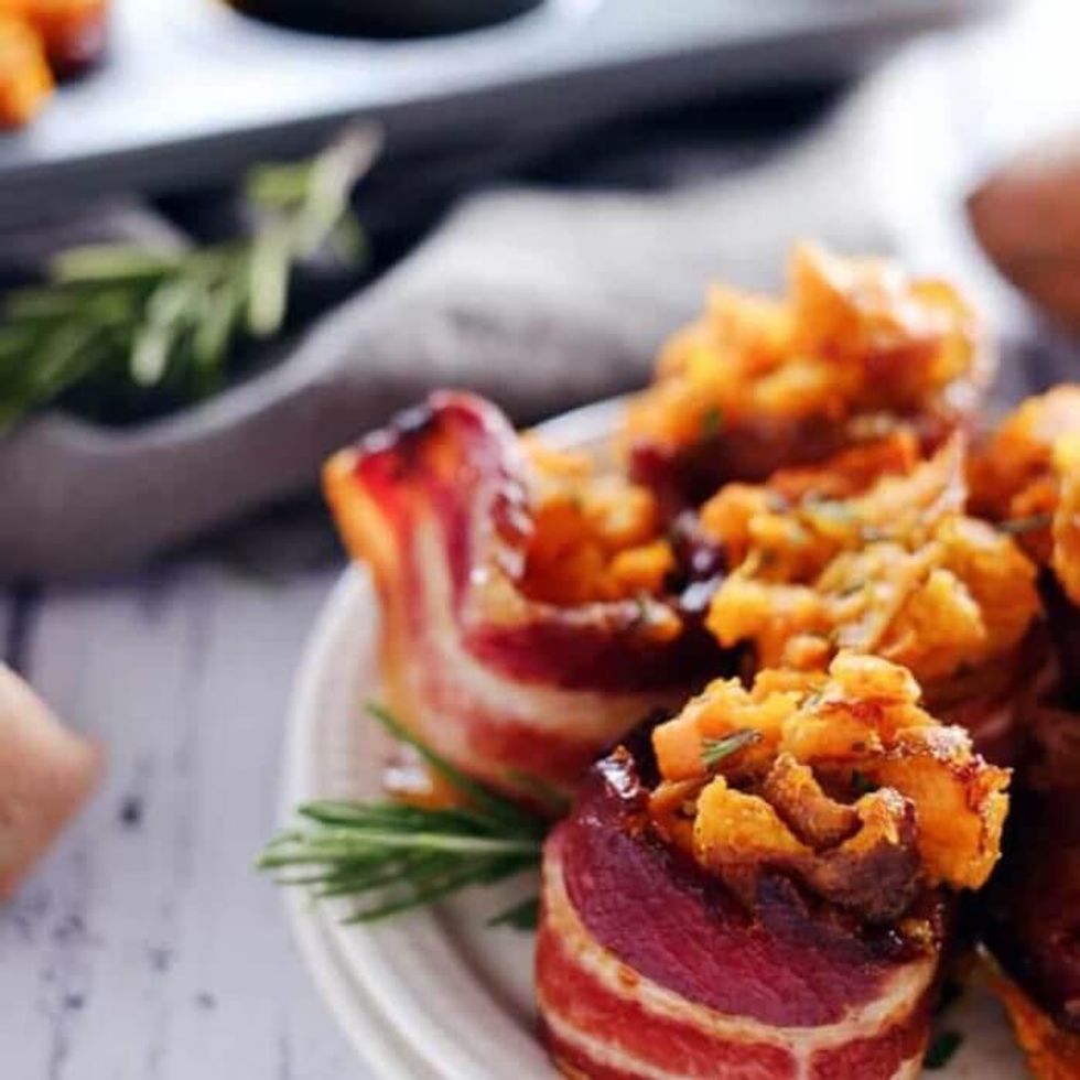 Mashed Sweet Potato Bacon Cups