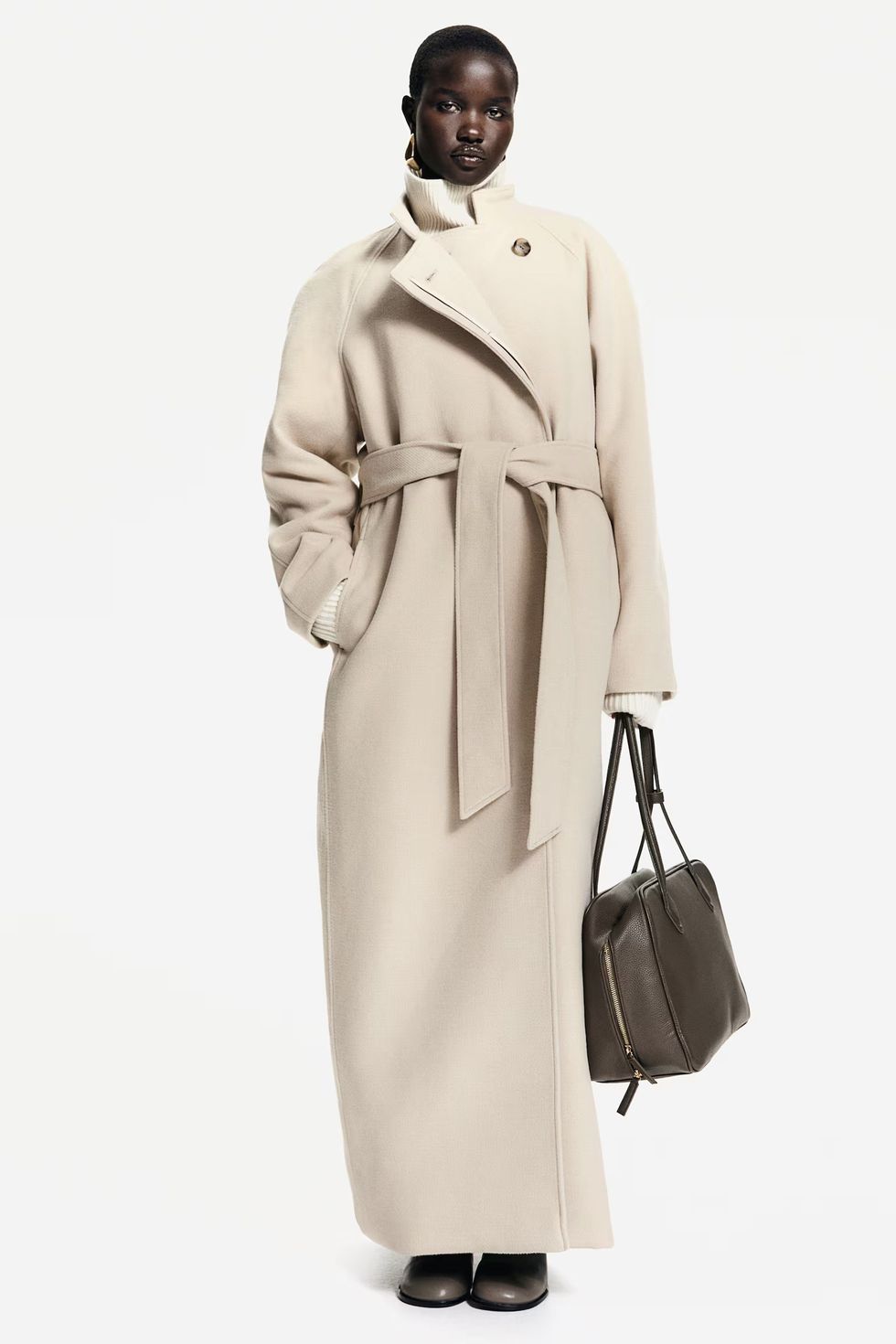 maxi coat with tie belt