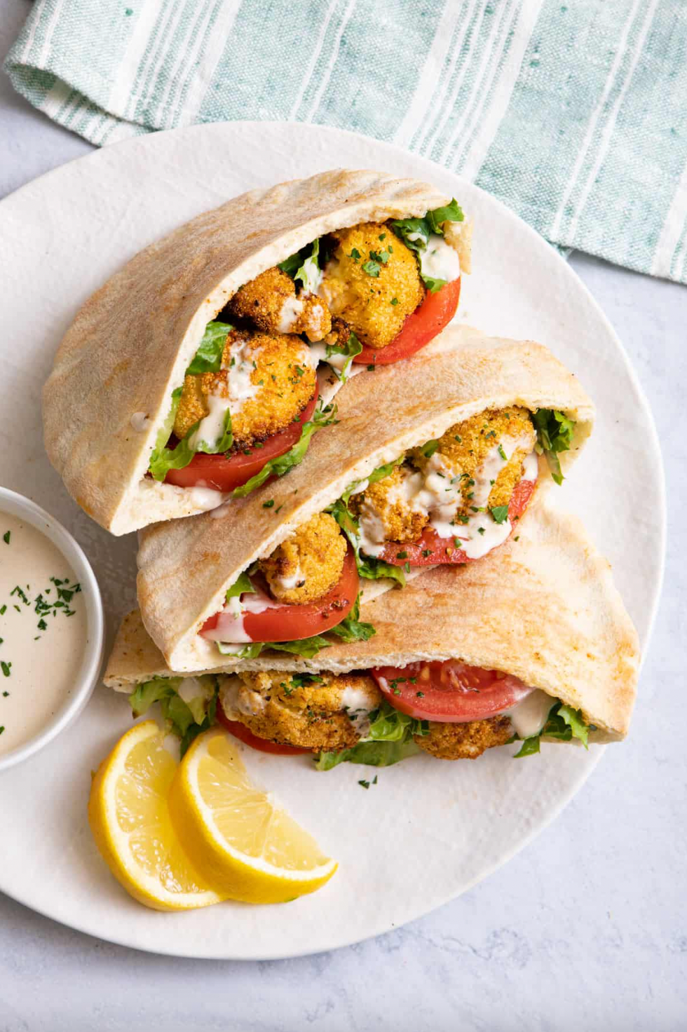 Mediterranean Cauliflower Pita Sandwiches