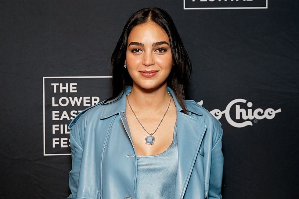 Melissa Barerra at the Lower East Side Film Festival in baby blue