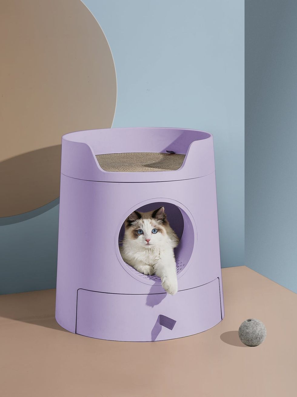 Michupet XL Castle 2-in-1 Front Entry Cat Litter Box with Scratch Basic & Scoop Included