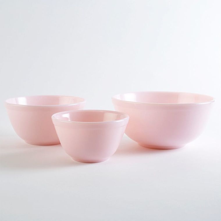 Mosser Glass Crown Tuscan Pink Vintage Mixing Bowl Set