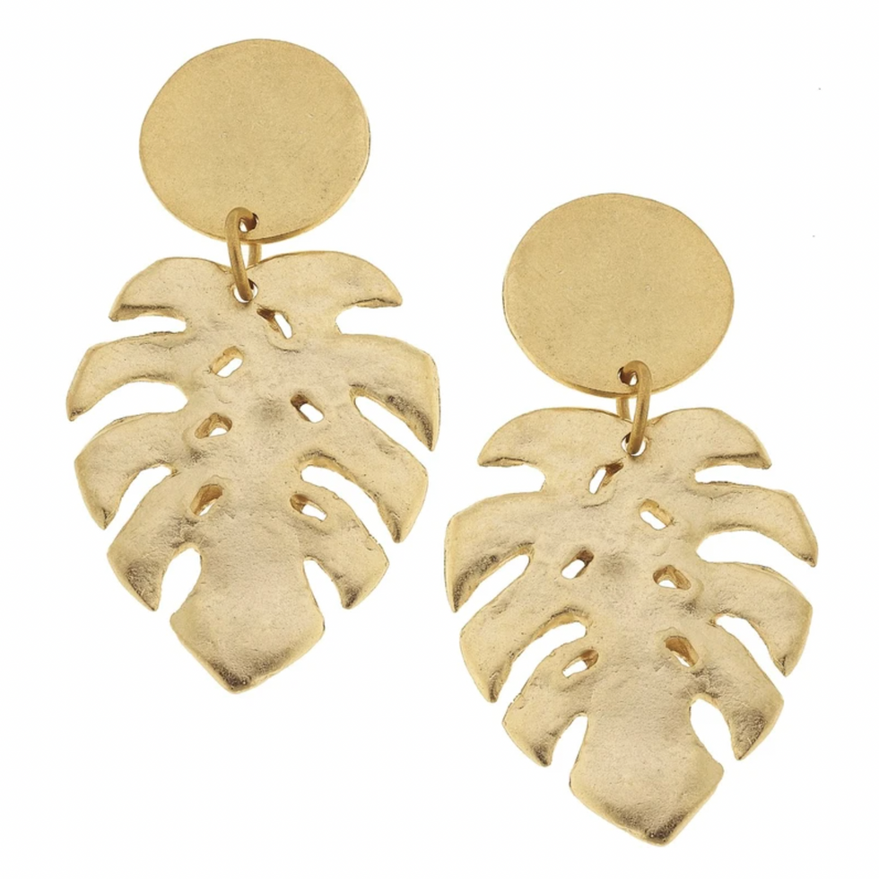 monstera leaf earrings