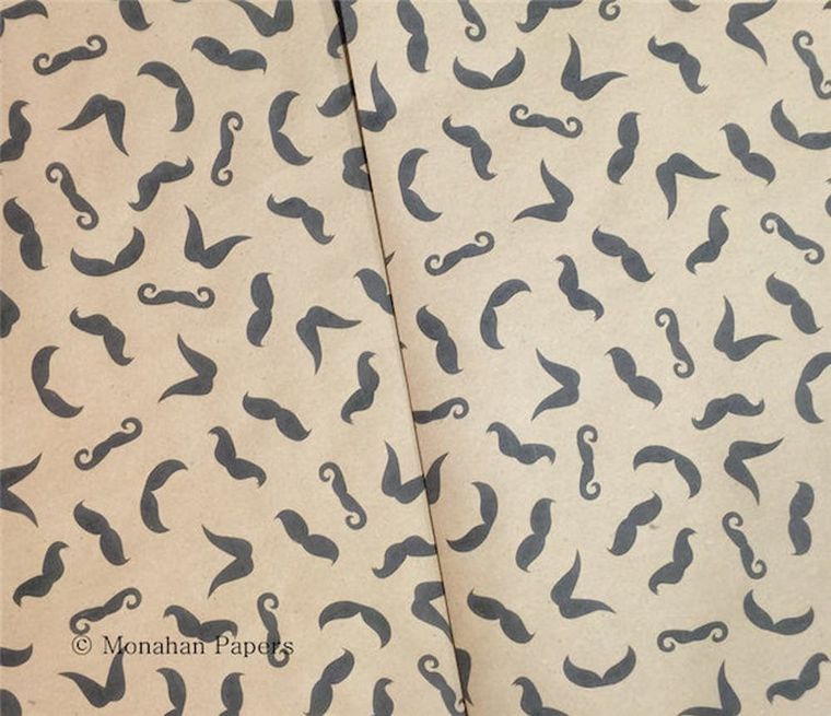 Moustache Wrapping Paper, Forest Green Wrapping Paper