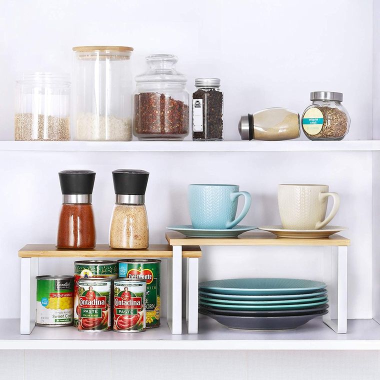 Spice Rack Cabinet Shelf Organizer Set of 4 Bamboo Kitchen Organizer