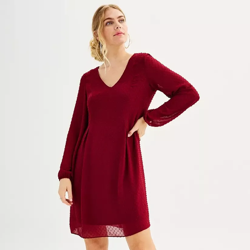 Women's Nine West V-neck Pleated Shift Dress