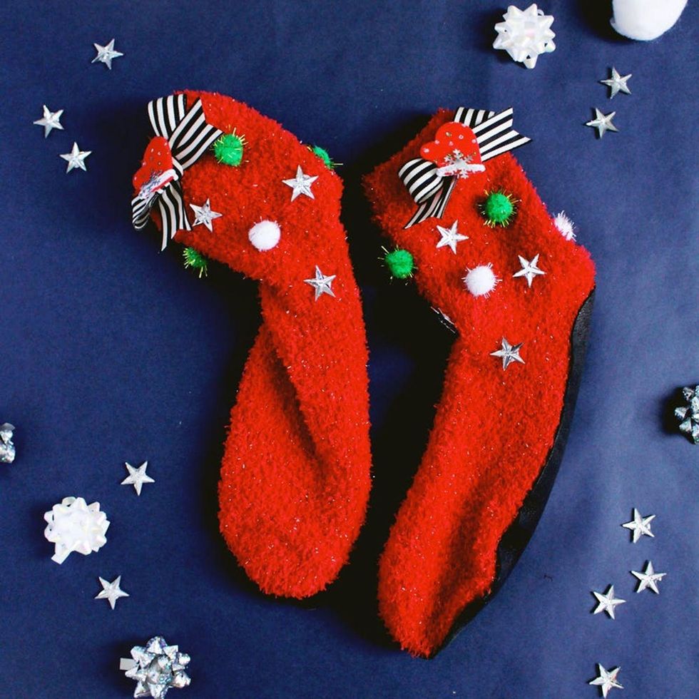 No-Sew Ugly Sweater Slipper Socks