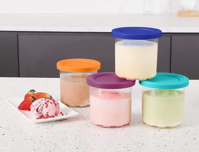 Zulay 2 Pack - 1 Quart Each Large Ice Cream Containers For Homemade Ice  Cream - Reusable Ice Cream Container Set with Lids Pint Containers - Blue 