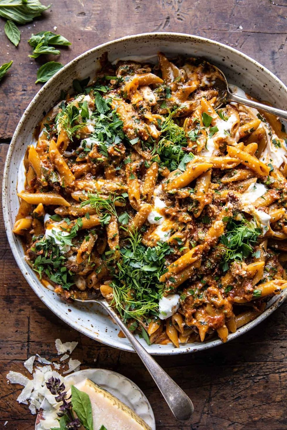 One Pot Sun-Dried Tomato Pasta with Whipped Ricotta