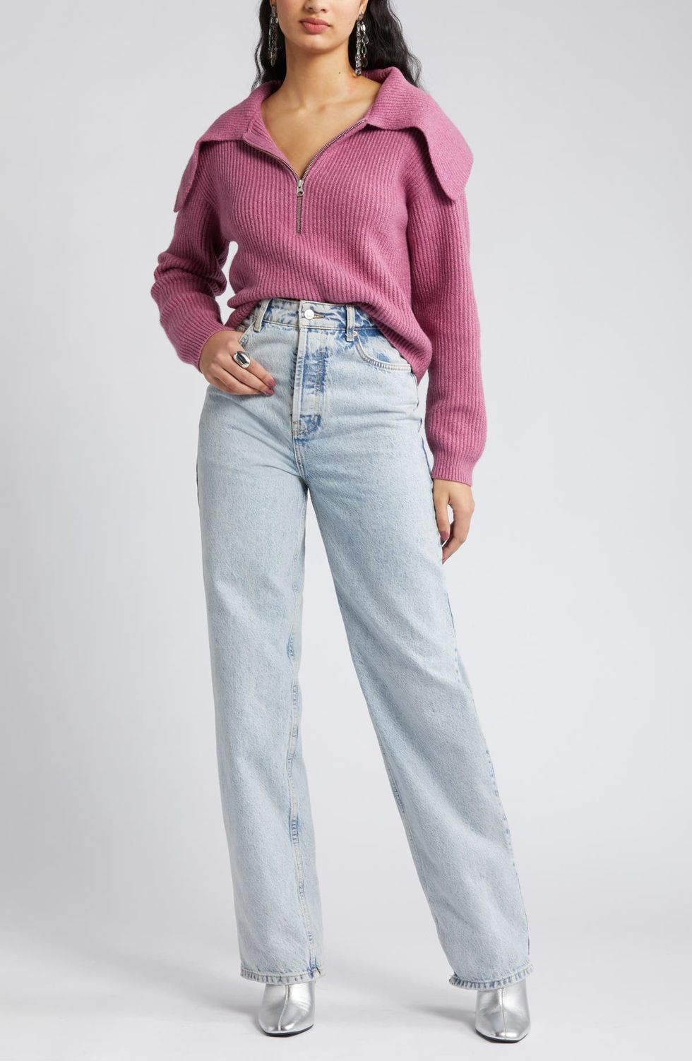 Open Edit Rib Half Zip Sweater