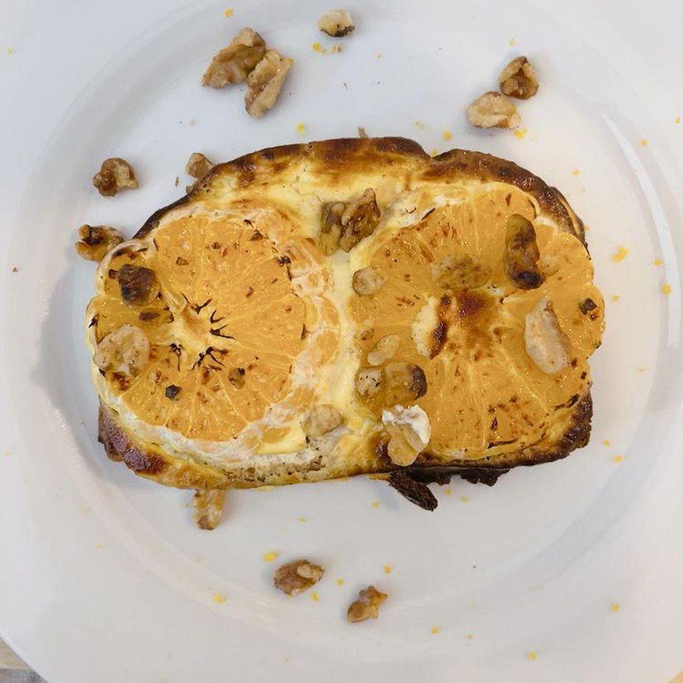 orange creamsicle toast with walnuts