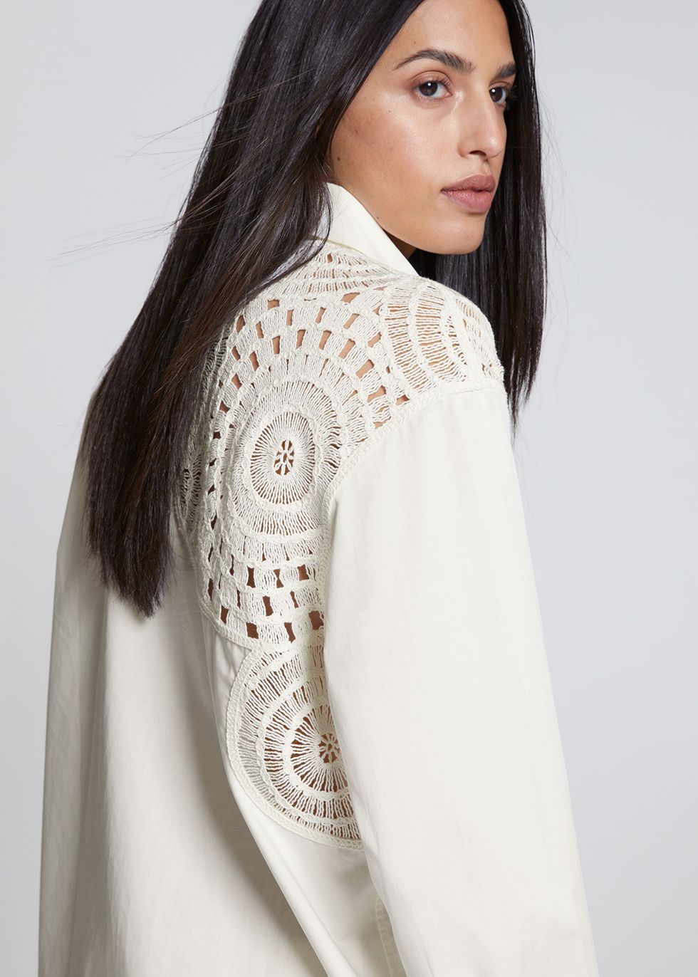 & Other Stories Oversized Crocheted Detail Shirt