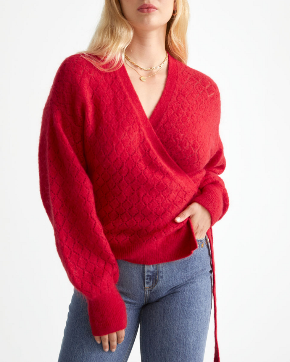 & Other Stories Pointelle Knit Wrap Cardigan