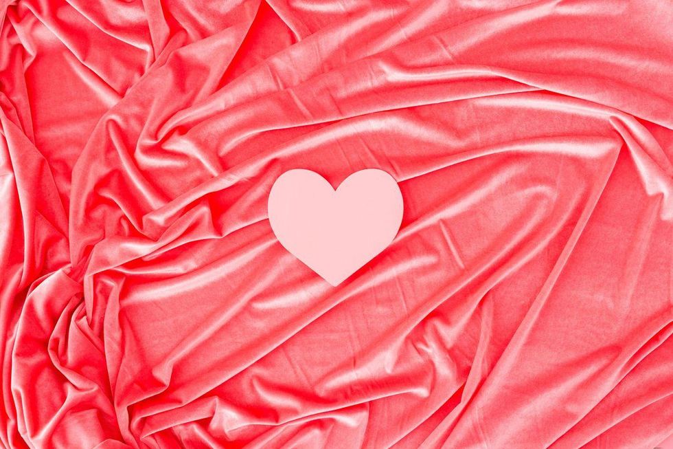 paper heart on velvet fabric