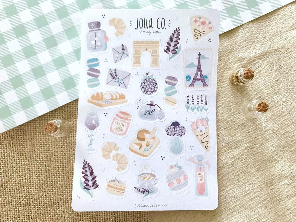 Paris France Lavender Sticker Sheet school supplies