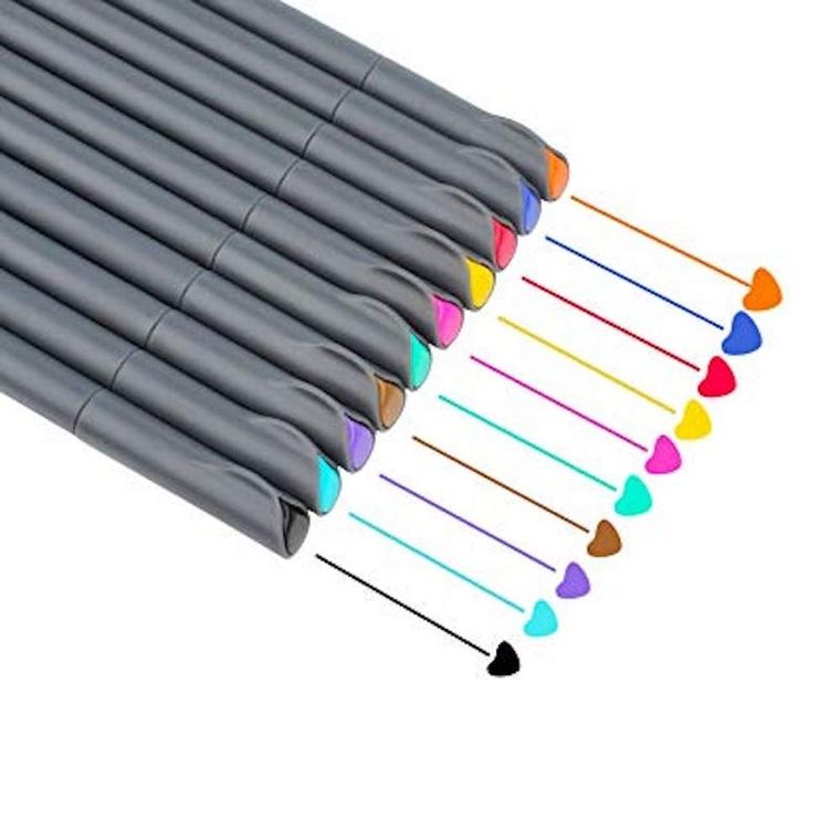 iBayam 18-Colors Fine Tip Pens with 3-Pack Mutipurpose scissors
