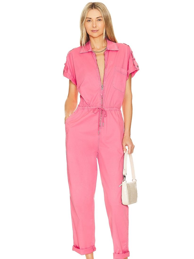 Buy Pink Denim Short Sleeve Romper Online