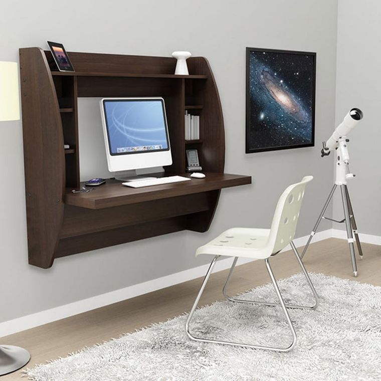 Computer Desk For Small Spaces - Space Saving Desk, Small Computer Desks, Bookcase Set, Wall Mounted Floating Desk