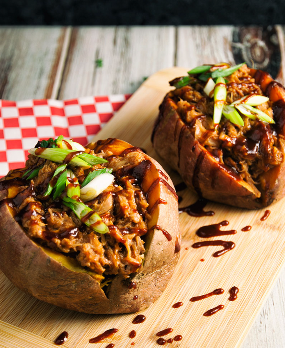 Pulled Pork Stuffed Sweet Potatoes