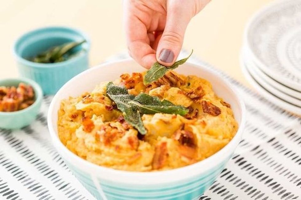 Pumpkin Sage Bacon Mashed Potatoes