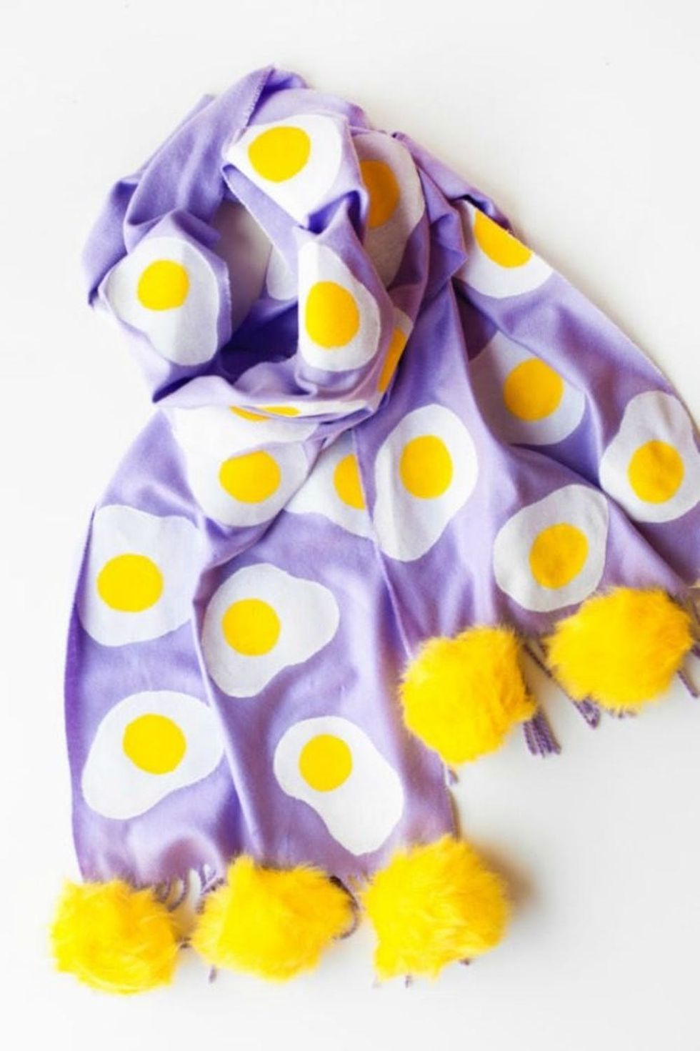 purple and white egg scarf winter storm snow day diys