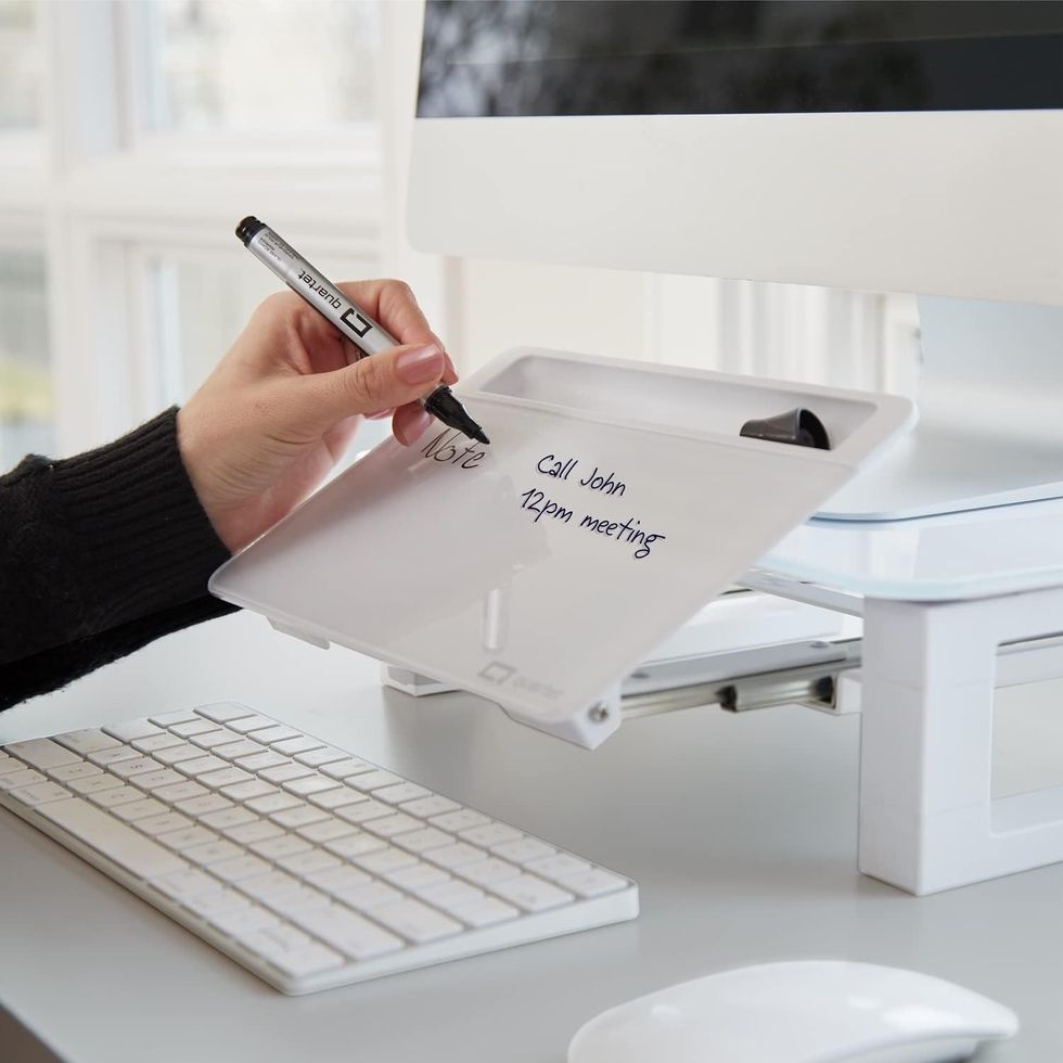 Quartet Desktop Glass Monitor Riser for Computer with Dry-Erase Board