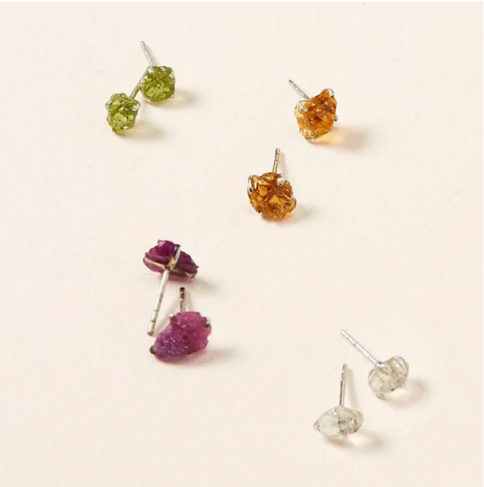 Raw Birthstone Studs