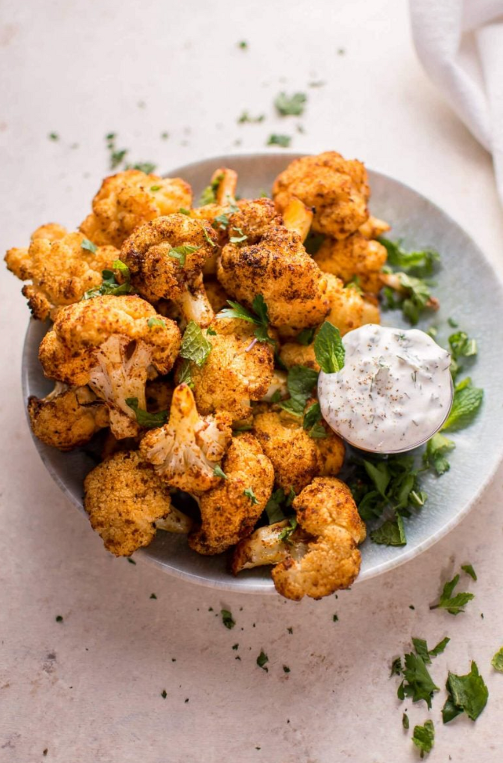 Roasted Cauliflower Bites with Mint Dip recipe