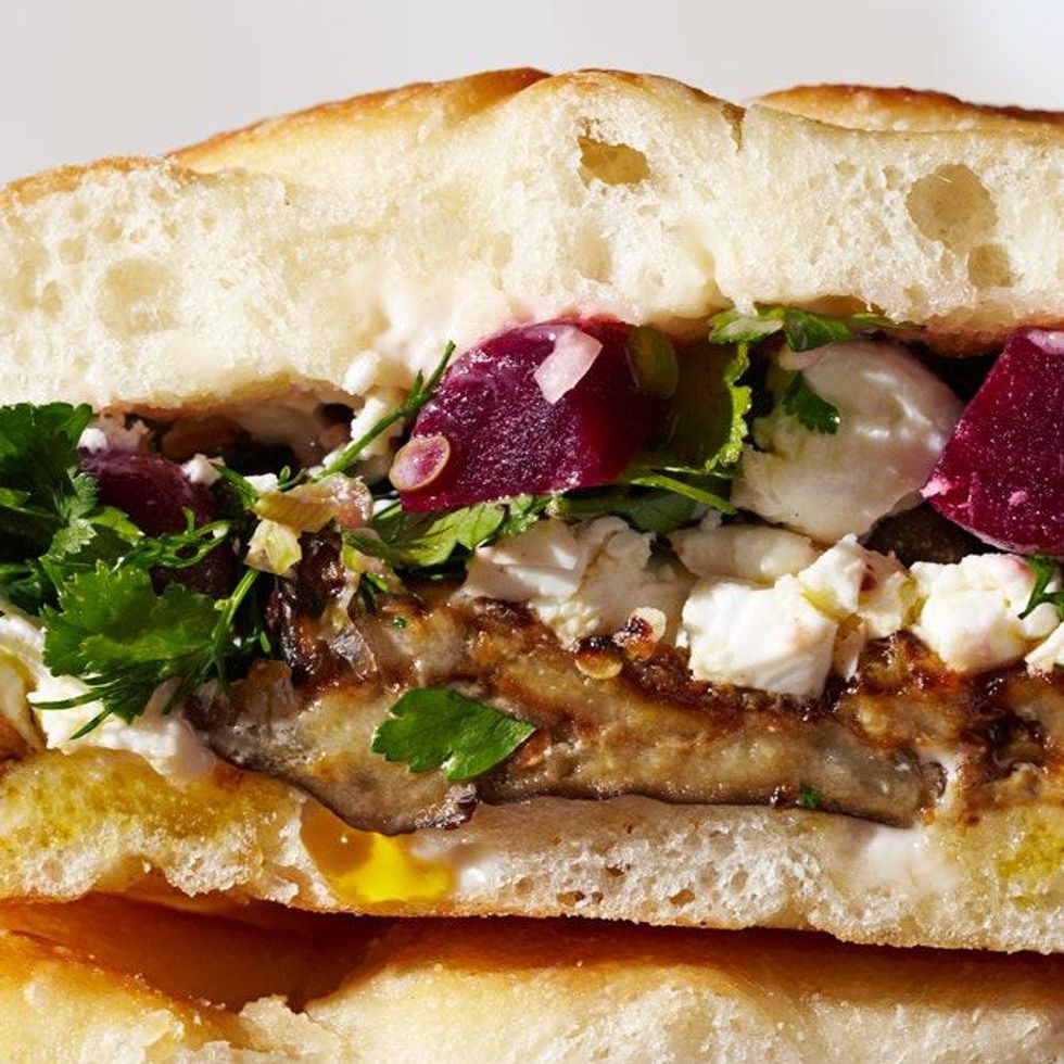 Roasted Eggplant and Pickled Beet Sandwiches